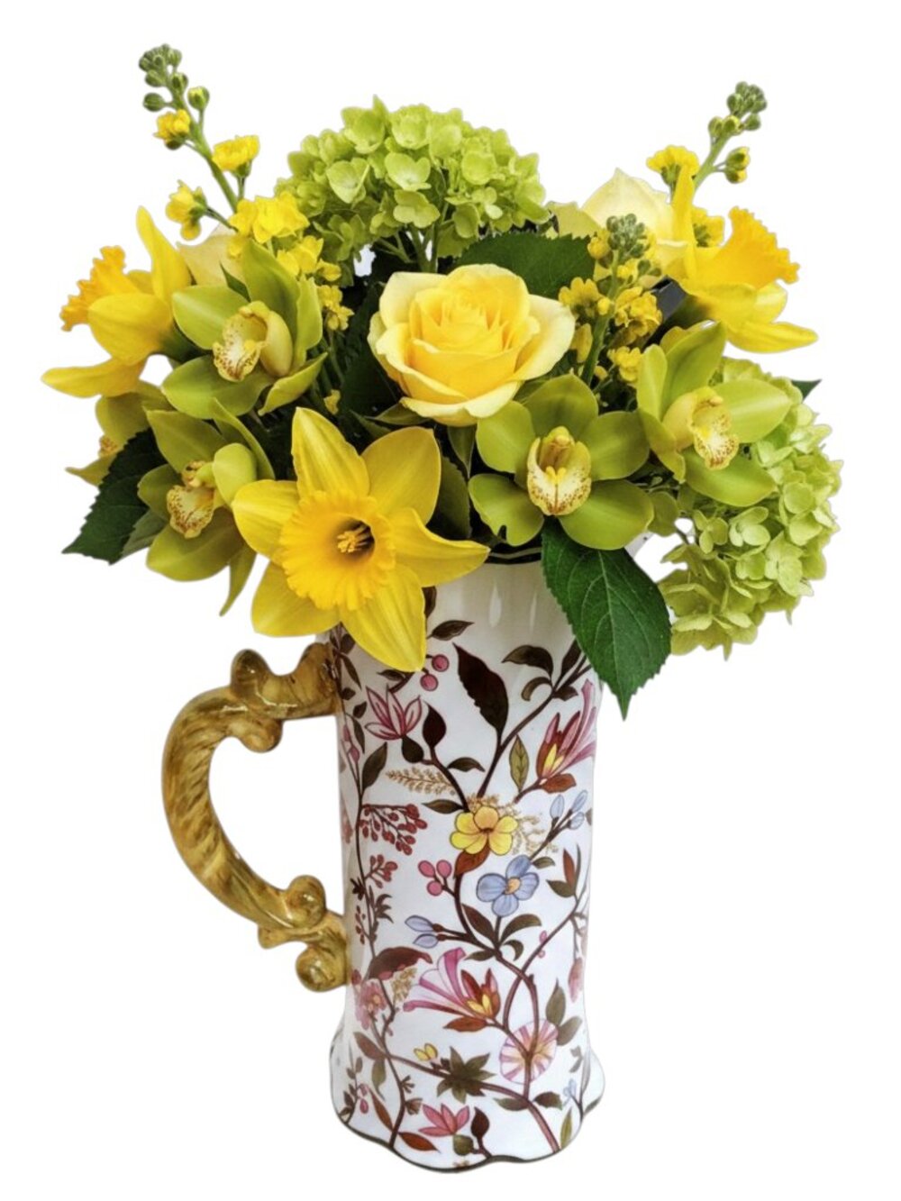 Vintage Decorative Floral Pitcher • Multicolor Display Jug • 12" Home Decor